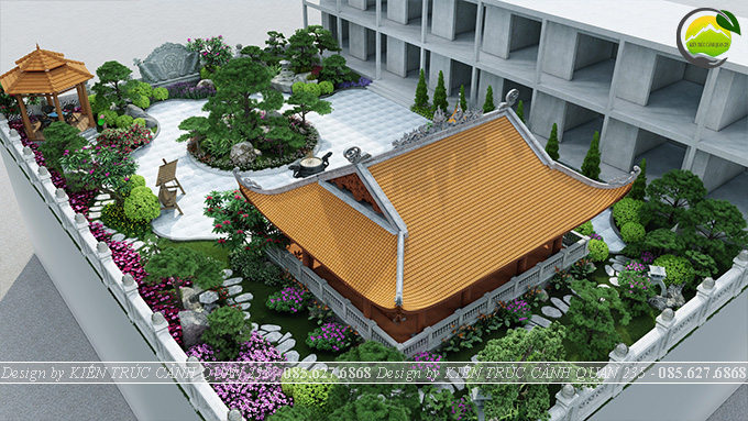Thiết kế sân vườn nhà thờ họ tại Hà Nội diện tích 500m2