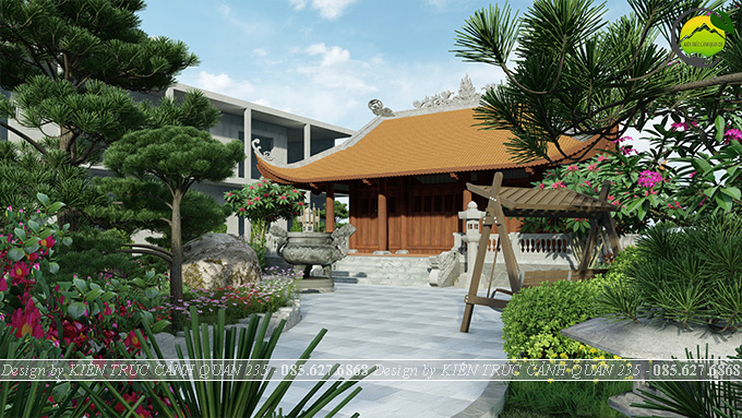 Thiết kế sân vườn nhà thờ họ tại Hà Nội diện tích 500m2