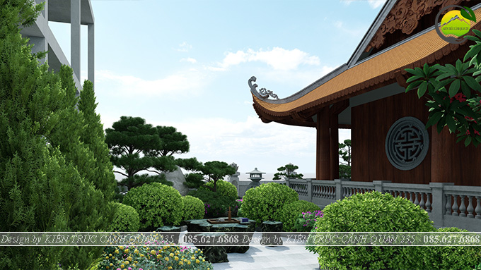 Thiết kế sân vườn nhà thờ họ tại Hà Nội diện tích 500m2