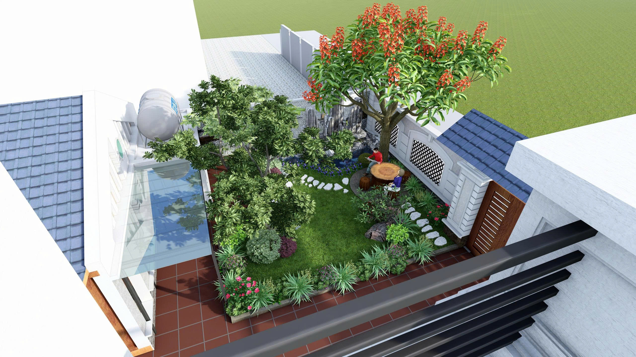 tiểu cảnh 60m2 tại long biên