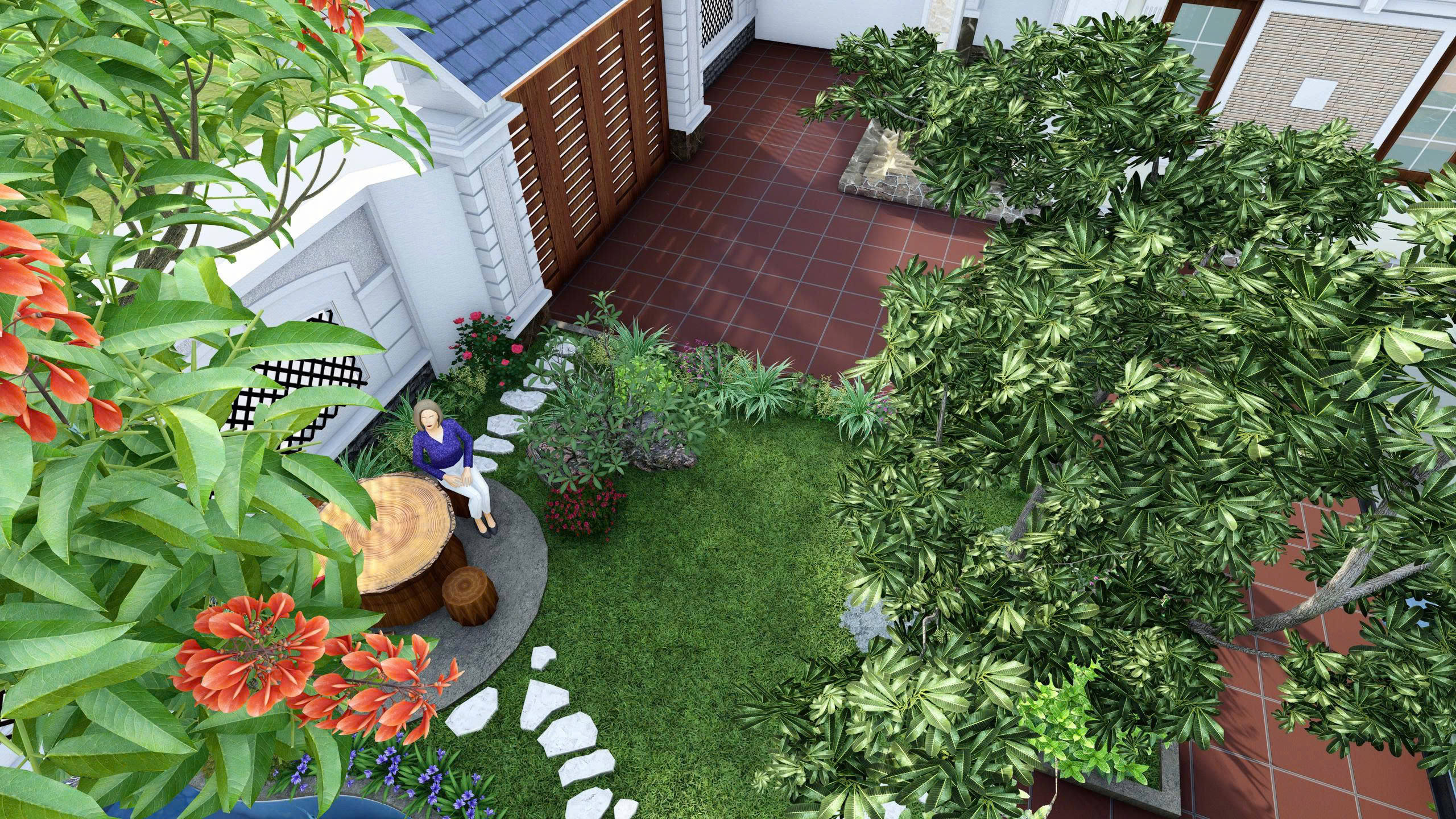 tiểu cảnh 60m2 tại long biên