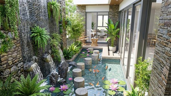 mẫu thiết kế tiểu cảnh ban công tại Long Biên