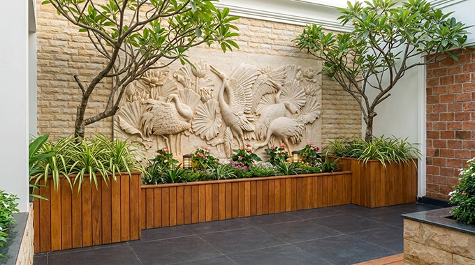 Tiểu cảnh sân vườn trên mái tại Mỹ Đình