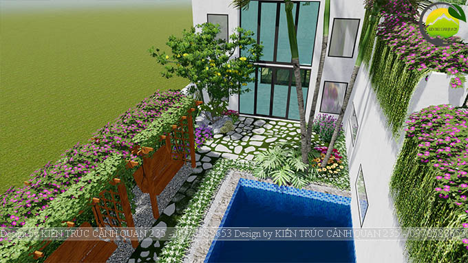 Thiết kế sân vườn biệt thự villa 200m2