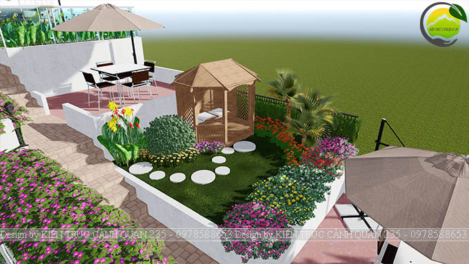 Thiết kế sân vườn biệt thự villa 200m2