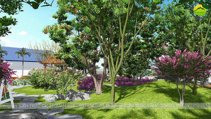 Thiết kế sân vườn 500m2 nhà ở nông thôn