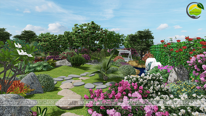 Thiết kế sân vườn diện tích 500m2 tại Nam Định