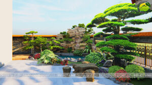 Tiểu cảnh non bộ trước nhà diện tích 20m2