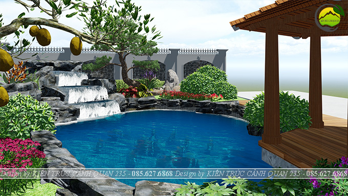 sân vườn hồ cá koi tại Bắc Ninh