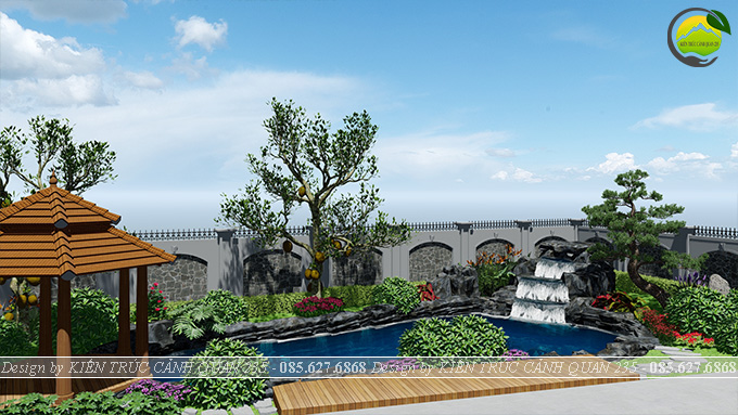 sân vườn hồ cá koi tại Bắc Ninh