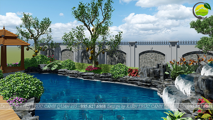 sân vườn hồ cá koi tại Bắc Ninh