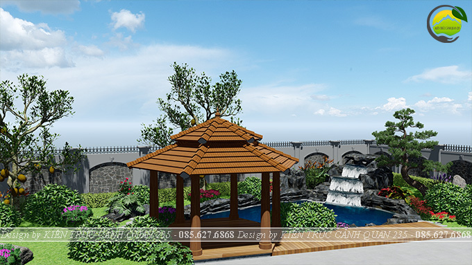 sân vườn hồ cá koi tại Bắc Ninh