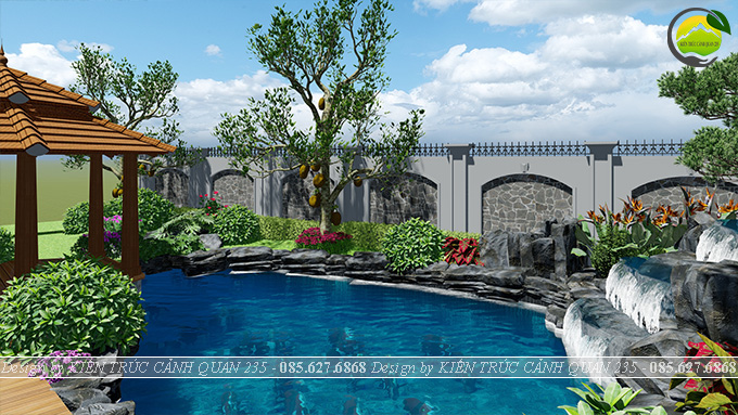 sân vườn hồ cá koi tại Bắc Ninh