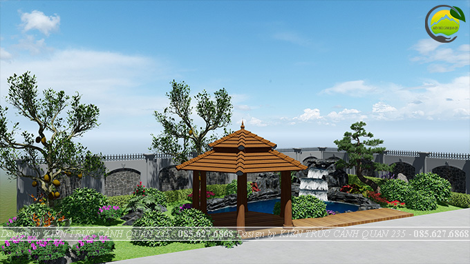sân vườn hồ cá koi tại Bắc Ninh