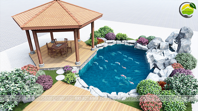 Mẫu hồ cá Koi trên sân thượng