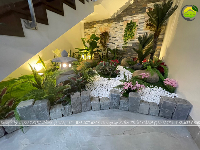 Thi công tiểu cảnh gầm cầu thang tại Ba Vì 