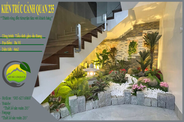 Thi công tiểu cảnh gầm cầu thang tại Ba Vì