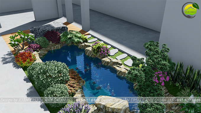 thiết kế thi công hồ koi mini