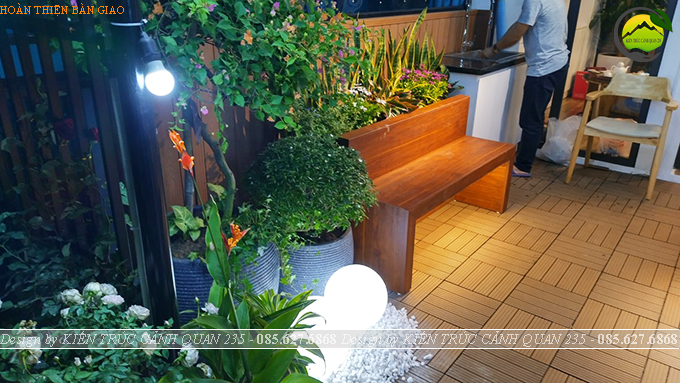 Thi công tiểu cảnh vườn sân thượng
