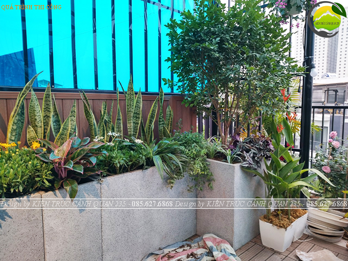 Thi công tiểu cảnh vườn sân thượng