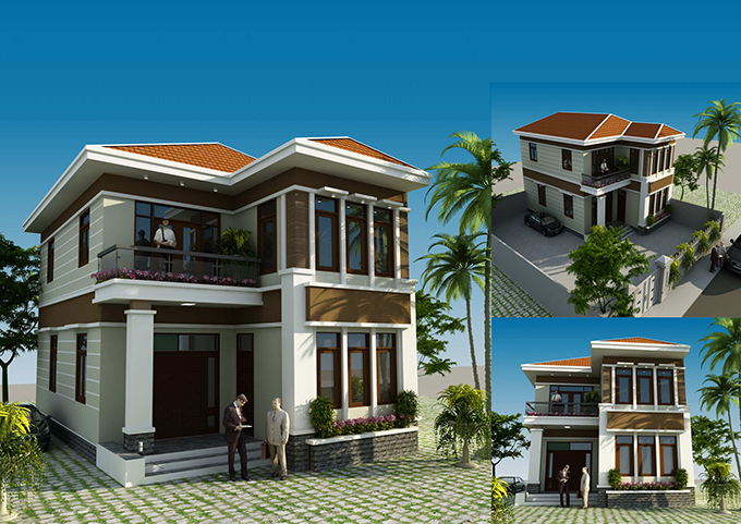 Biệt thự 2 tầng mái thái diện tích 75m2