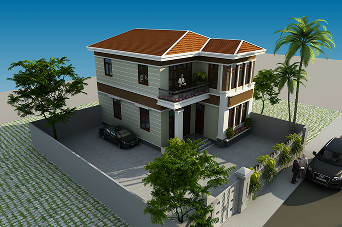 Biệt thự 2 tầng mái thái diện tích 75m2