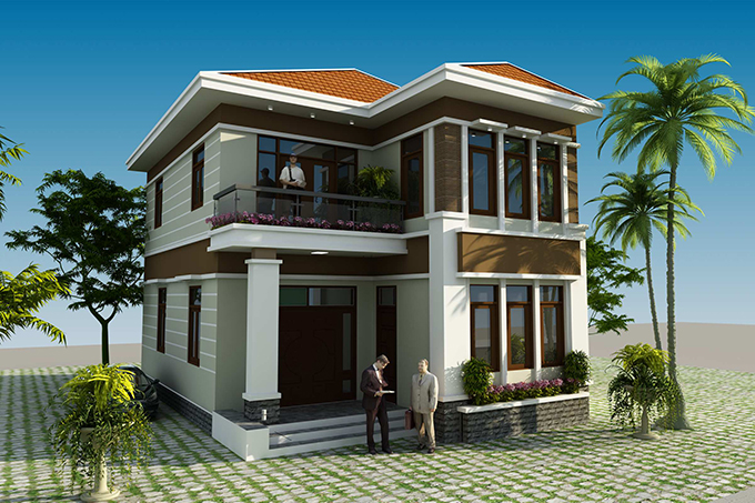 Biệt thự 2 tầng mái thái diện tích 75m2