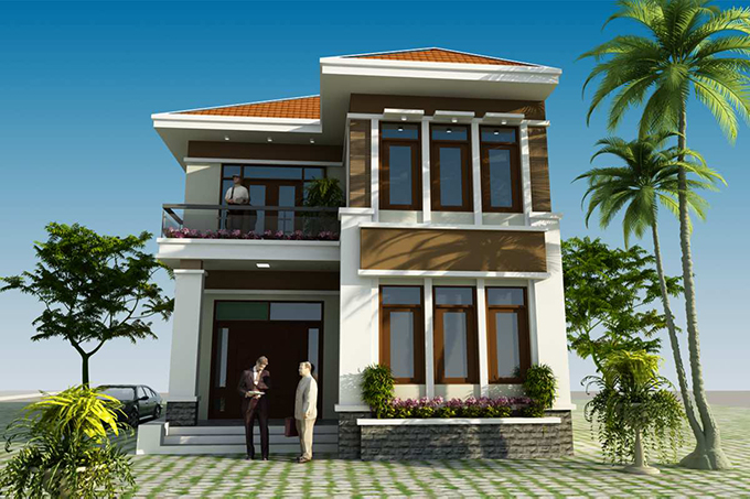 Biệt thự 2 tầng mái thái diện tích 75m2