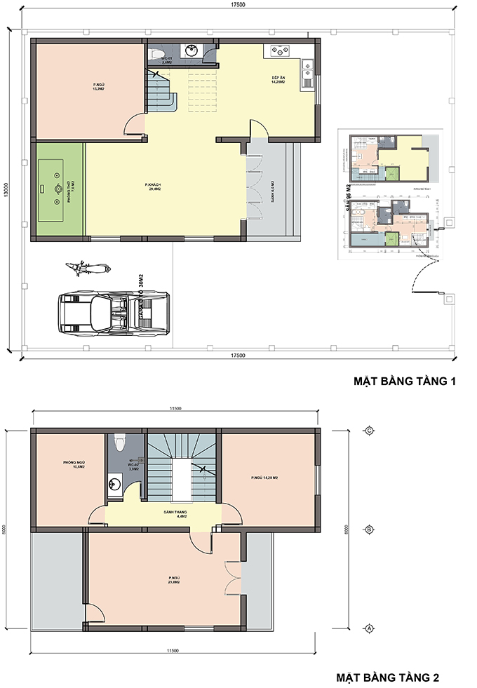 Biệt thự 2 tầng mái thái diện tích 75m2