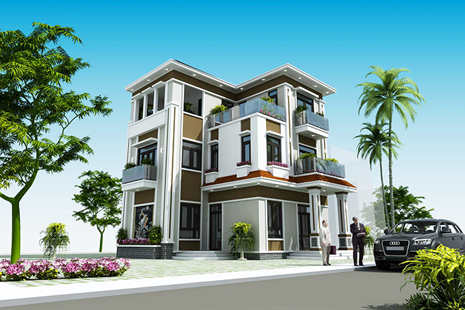 Biệt thự 3 tầng mái thái 100m2
