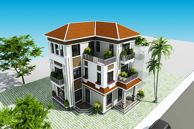 Biệt thự 3 tầng mái thái 100m2