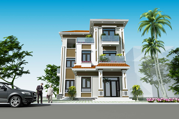 Biệt thự 3 tầng mái thái 100m2