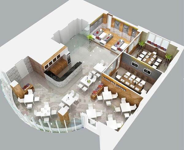 Bản vẽ thiết kế kiến trúc của quán cà phê nhỏ