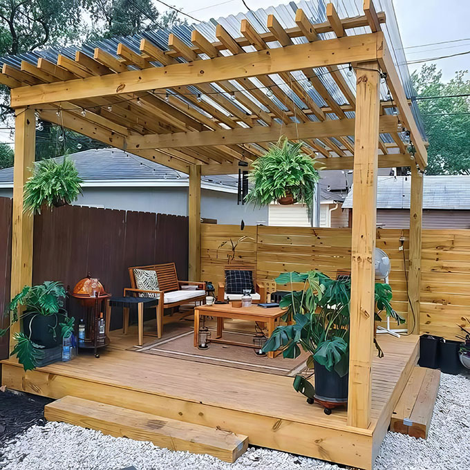 Nhà chòi gỗ sân vườn