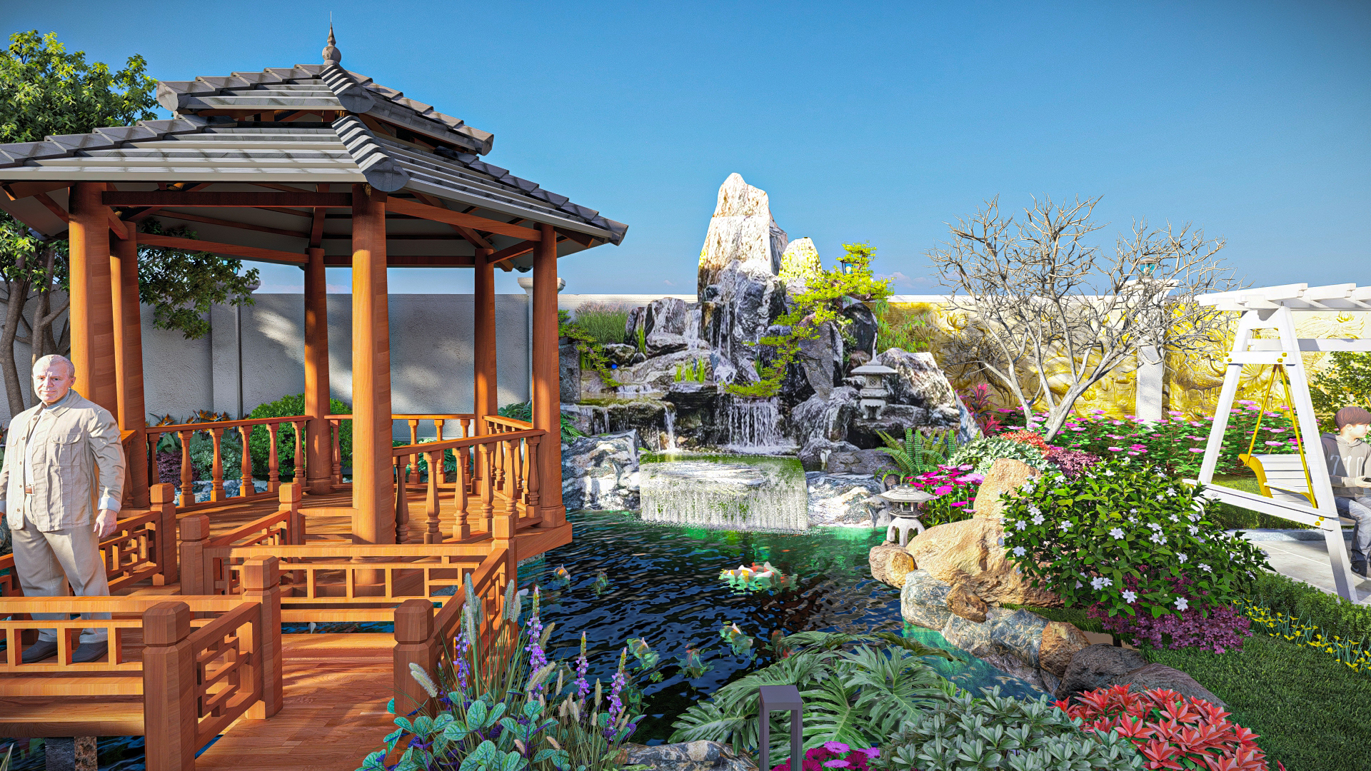 hồ cá koi sân vườn đẹp