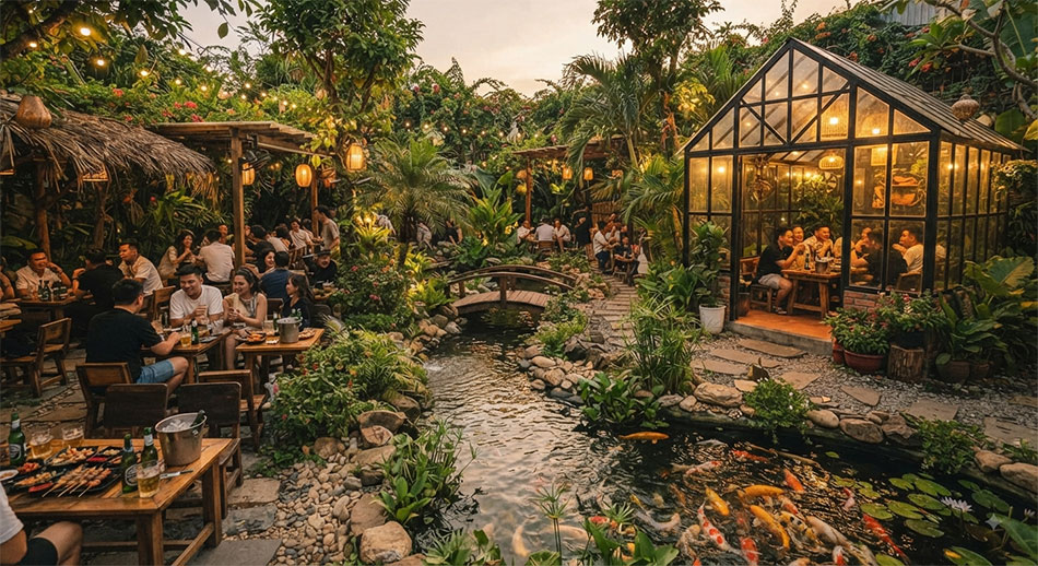 Tạo ra không gian trong lành Mẫu nhà hàng sân vườn đẹp 3