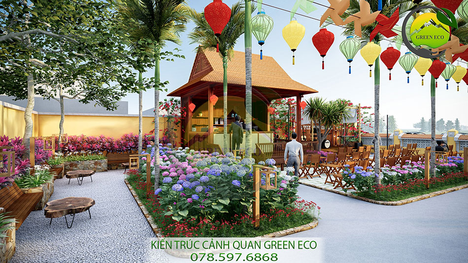 Nhà hàng ẩm thực sân vườn Mẫu nhà hàng sân vườn đẹp 13