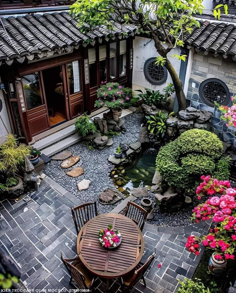 Sân vườn mang phong cách Trung Hoa Sân vườn mang phong cách Trung Hoa